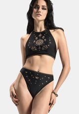 Sola Embroidered High Waist Bikini Bottom