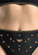 Sola Embroidered High Waist Bikini Bottom