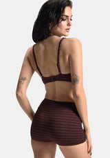 Mire Stripe Tie Detail Bikini Top - Burgundy