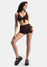 Mire Stripe Tie Detail Bikini Top - Burgundy