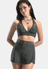 Abellona Embroidered Halter Neck Bikini Top