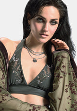 Abellona Embroidered Halter Neck Bikini Top