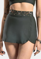 Abellona Embroidered Faux Wrap Swim Skirt