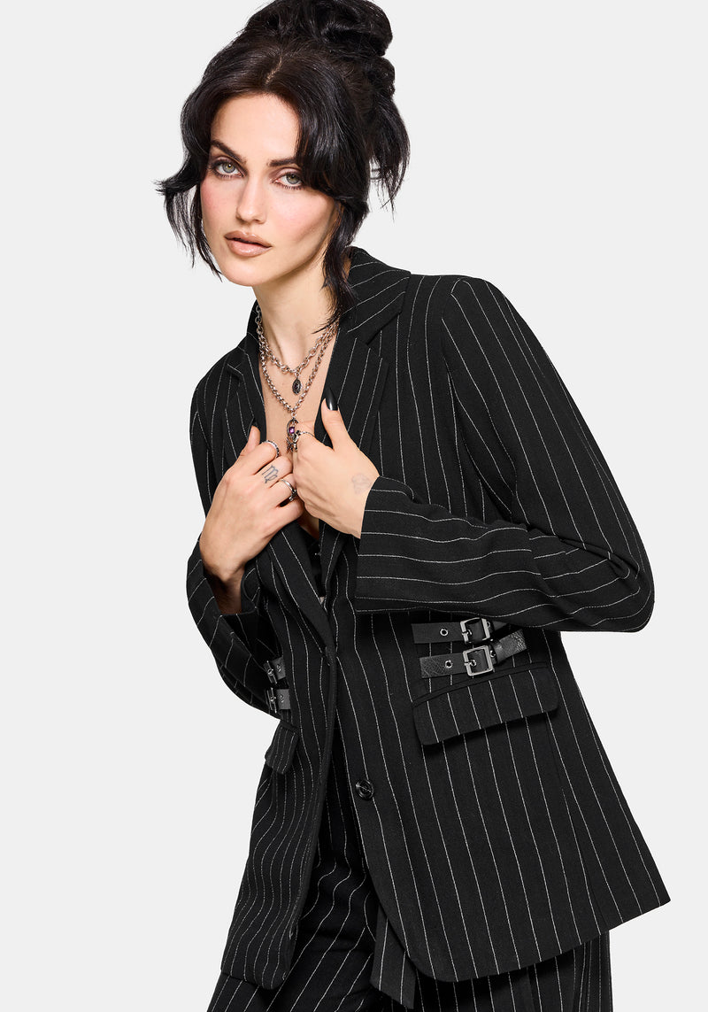 Charli Pinstripe Buckle Oversized Blazer – Disturbia