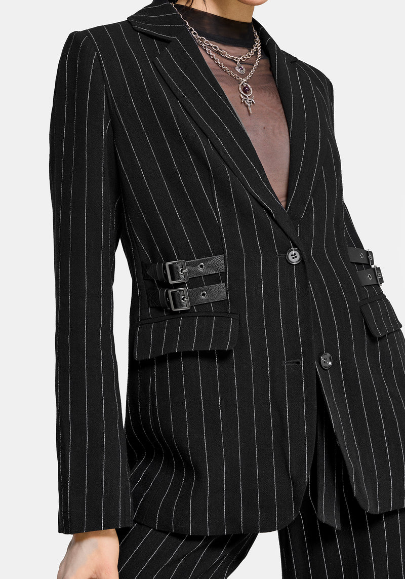 Charli Pinstripe Buckle Oversized Blazer – Disturbia
