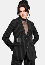 Charli Pinstripe Buckle Oversized Blazer US 2