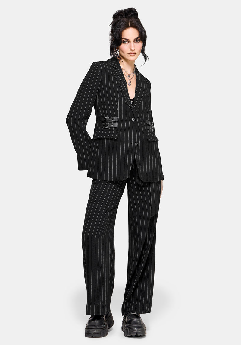 Charli Pinstripe Buckle Oversized Blazer – Disturbia