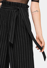 Charli Pinstripe Paperbag Waist Straight Leg Trouser US 2