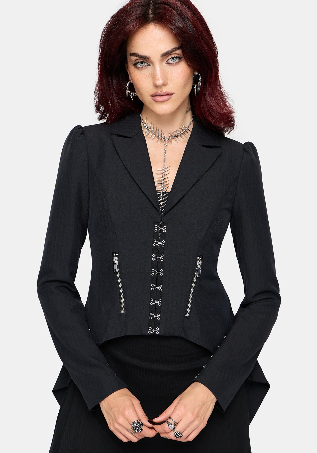 Reina Hook & Eye High Low Blazer