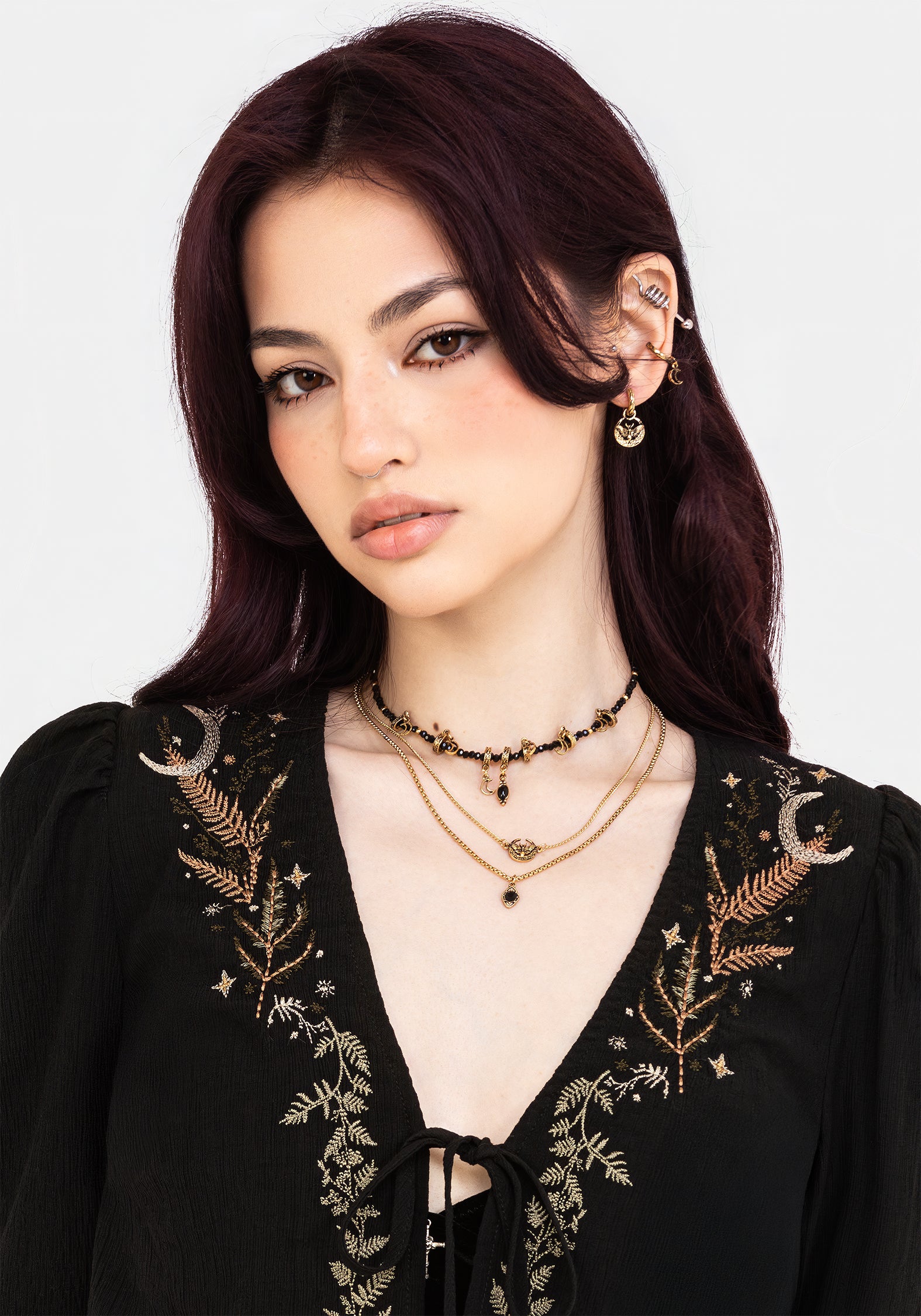 【完売品】Fionna Lace Blouse herlipto Abellona Embroidered Tie Front Blouse | Disturbia - Shop Women's