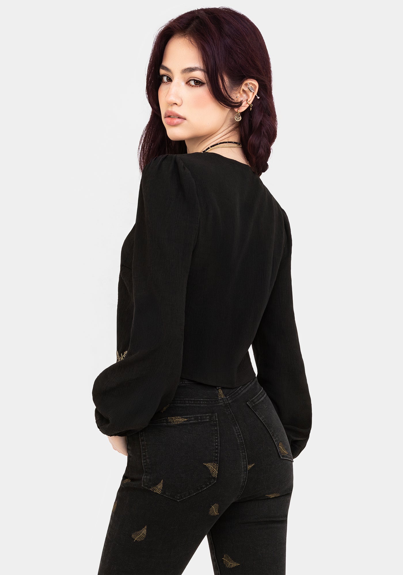 Abellona Embroidered Tie Front Blouse | Disturbia - Shop Women's