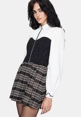 Adelinda Cotton Corset Detail Zip Front Shirt