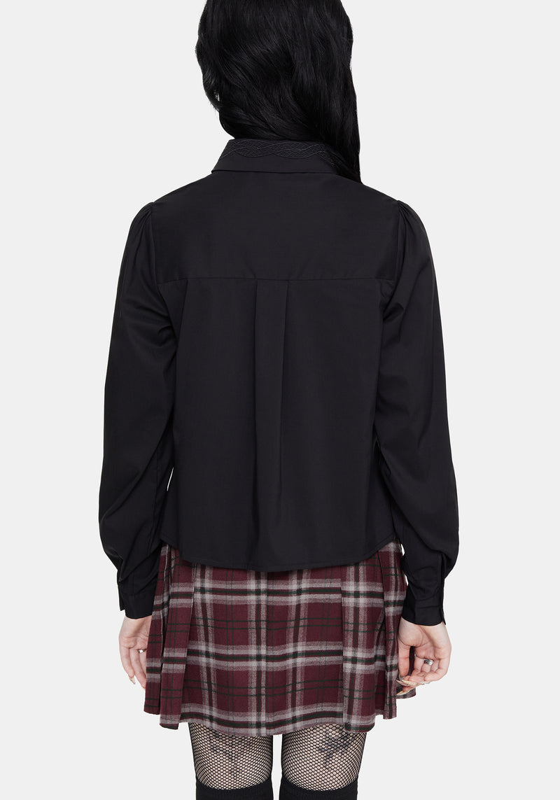 Shadowbane Long Sleeve Button Up Snake Detail Shirt