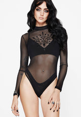 Cybele Floral Flocked Mesh Bodysuit