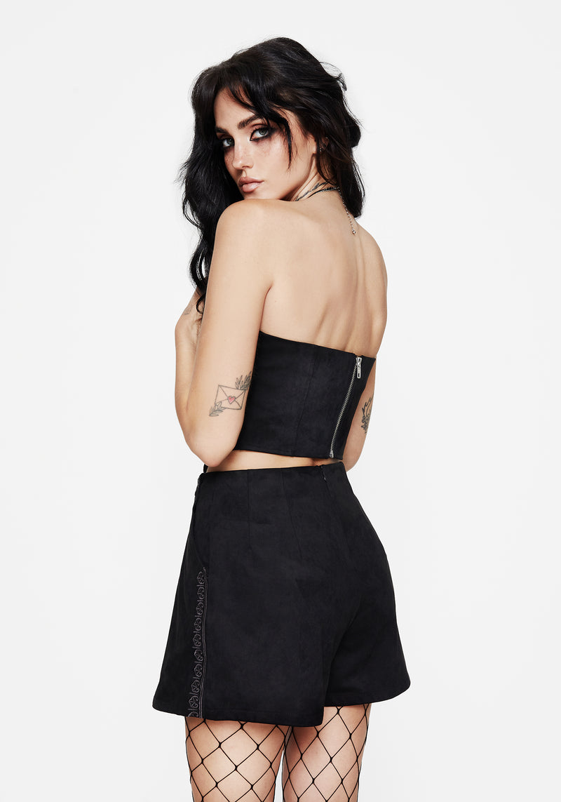 Lauma Faux Suede Corset Top