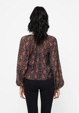 Isola Sheer Paisley Tie Front Blouse