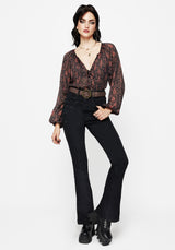 Isola Sheer Paisley Tie Front Blouse
