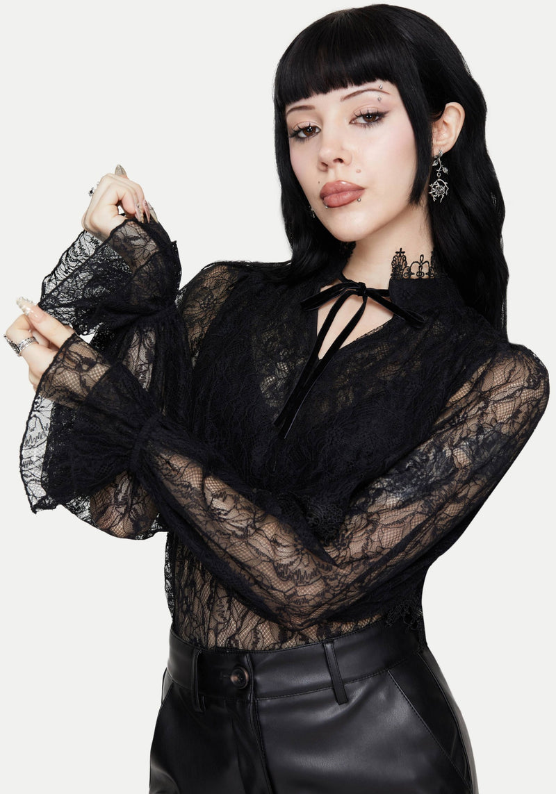 Darkwave Tie Neck Lace Blouse – Disturbia