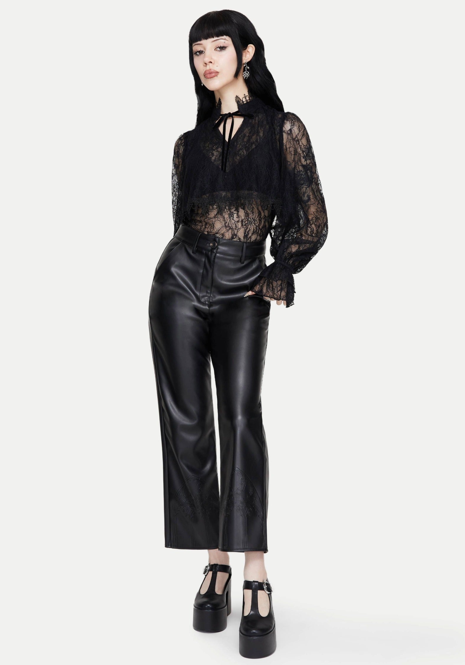 Darkwave Tie Neck Lace Blouse – Disturbia
