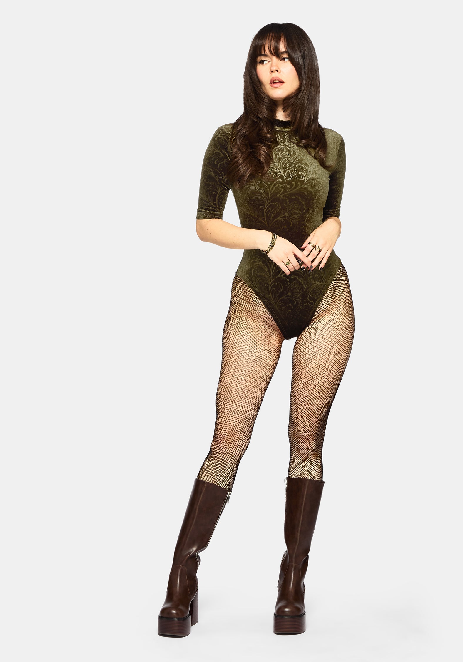Thornshade High Neck Velour Bodysuit – Disturbia