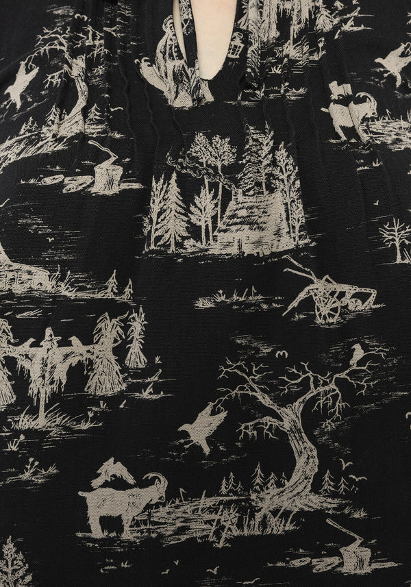 Lacelle Cotton Smock Print Blouse