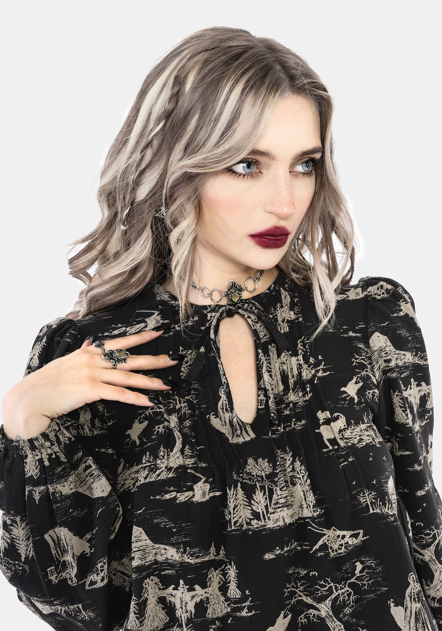 Lacelle Cotton Smock Print Blouse