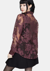 Spectre Sheer Regular Fit Shirt - Burgundy