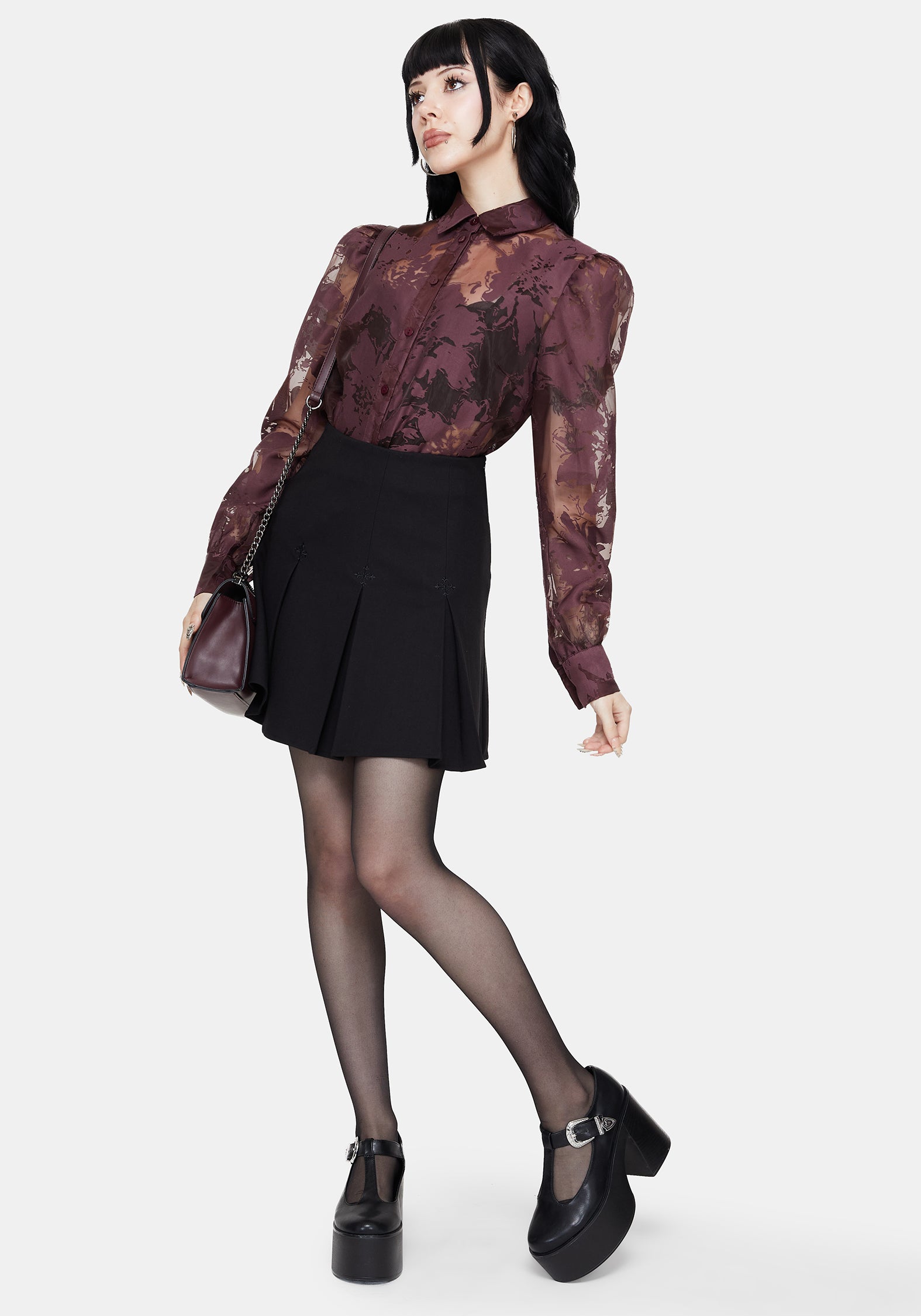 Spectre Sheer Regular Fit Shirt - Burgundy