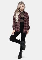 Wren Burgundy Check Oversized Shirt