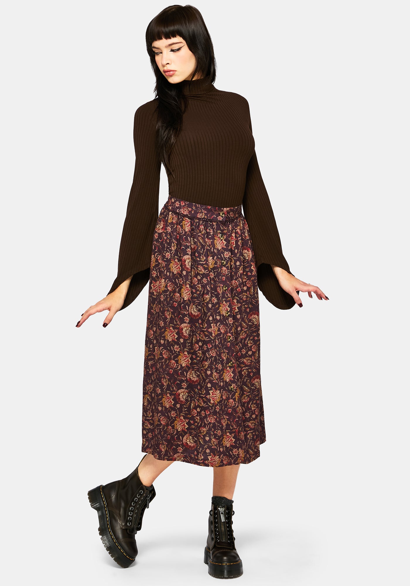 Amata Flared Sleeve Top - Brown – Disturbia