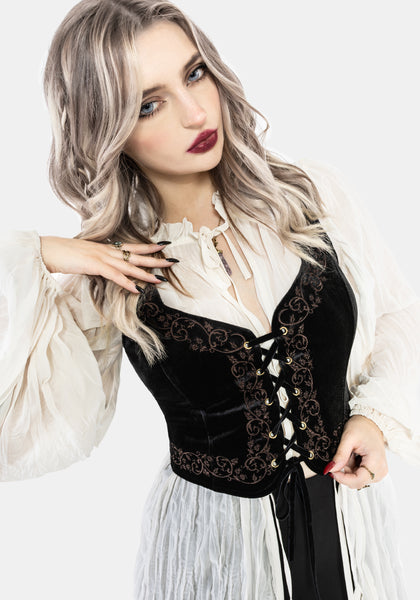 MINERAL Corset tops コルセット 姫ギャル Gildra Tie Front Velour Waistcoat Corset – Disturbia