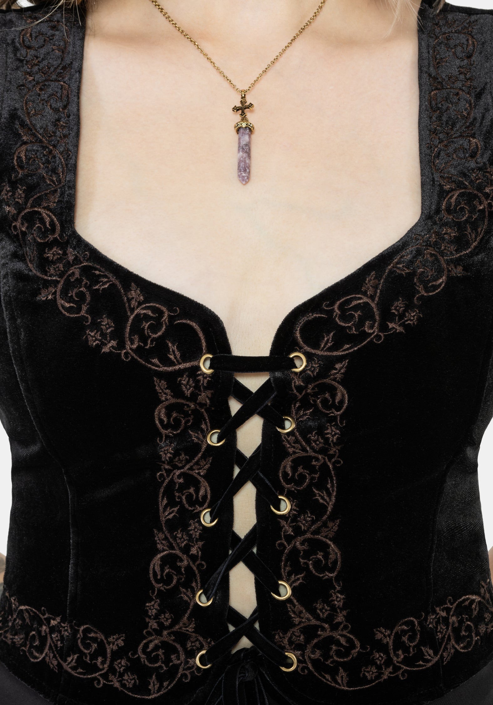 Gildra Tie Front Velour Waistcoat Corset – Disturbia