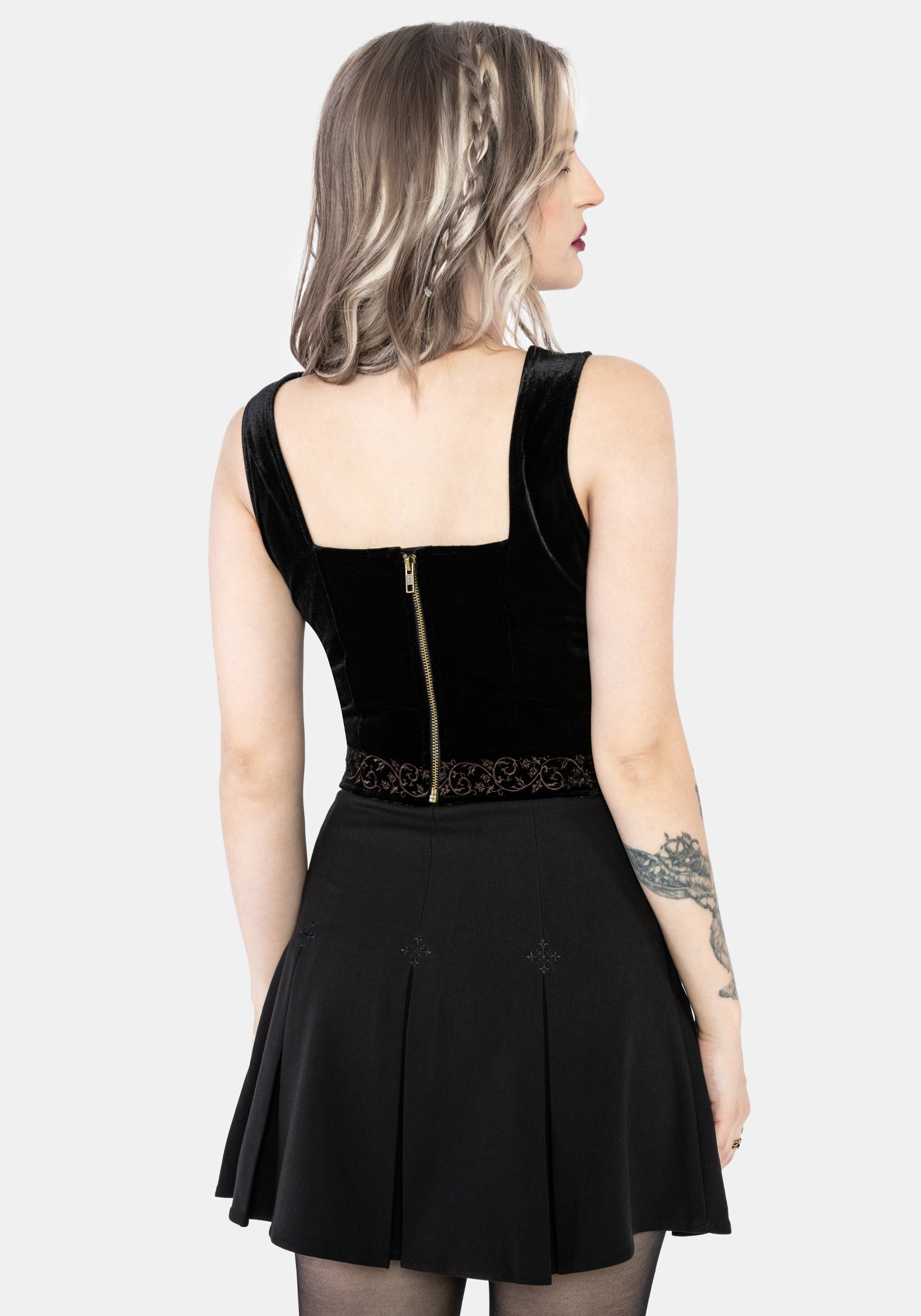 Gildra Tie Front Velour Waistcoat Corset – Disturbia