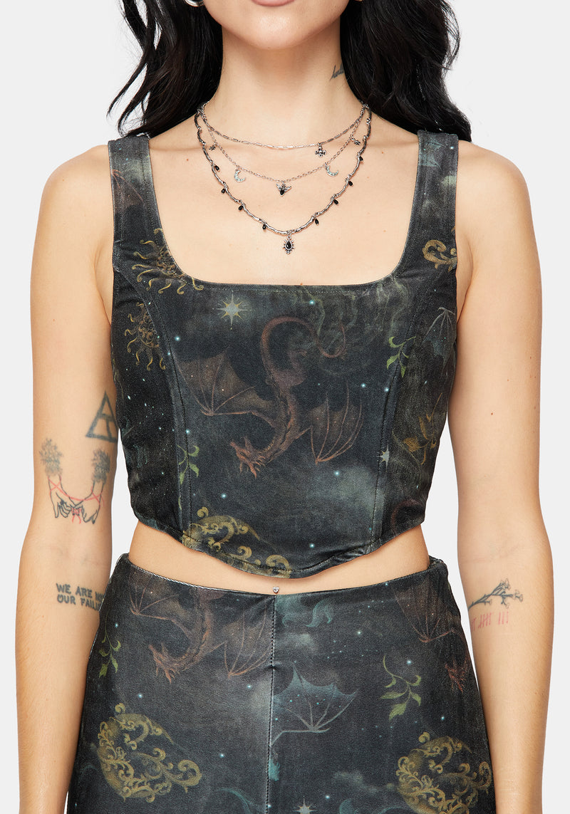 Phoenix Dragon Velour Corset