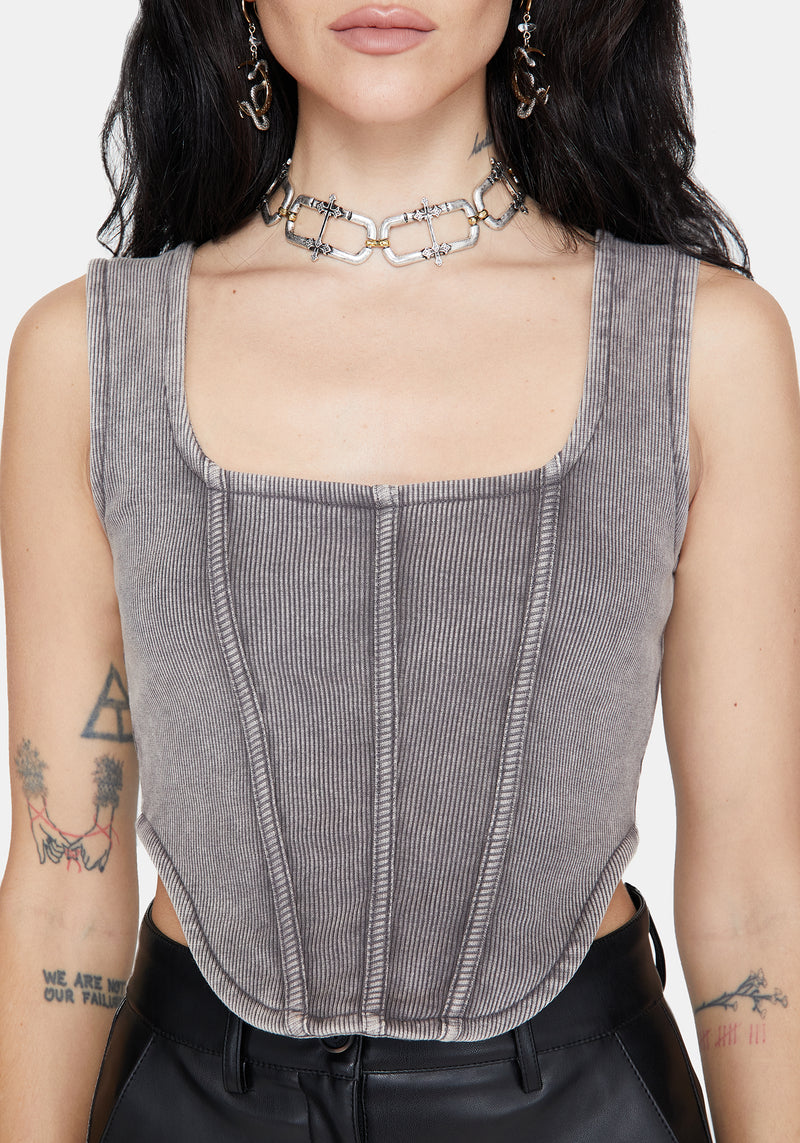 Irradiance Cotton Embroidered Jersey Corset Top