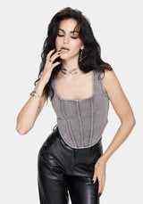 Irradiance Cotton Embroidered Jersey Corset Top