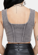 Irradiance Cotton Embroidered Jersey Corset Top