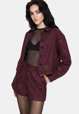 Rosia Celestial Print Suede Cropped Shacket