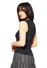 Despair Cotton Embroidered Washed Jersey Tank Top