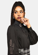 Ravyn Moon and Star Embroidered Poplin Shirt