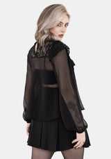 Myr Contrast Ruffle Lace Blouse