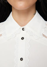Belle Pleated Lace White Shirt