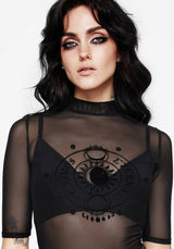 Vernal High Neck Mesh Short Sleeve Top