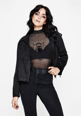 Vernal High Neck Mesh Short Sleeve Top