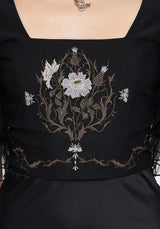 Silva Climbing Roses Embroidered Puff Sleeve Top