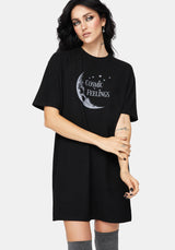 Cosmic Moon Graphic Print Mini Pyjama Tee Dress