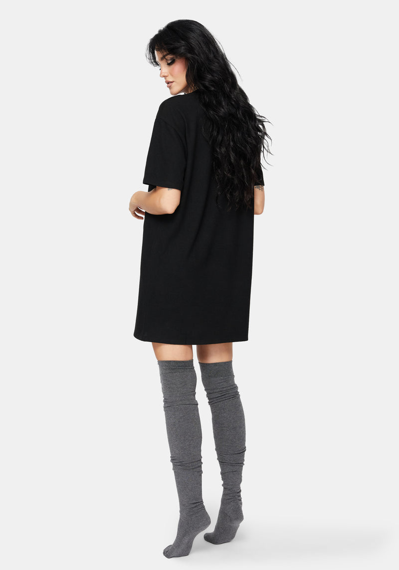 Cosmic Moon Graphic Print Mini Pyjama Tee Dress