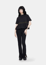 Fianna Embroidered Ruffle Hem Crop T-shirt