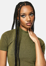 Bryony Striped Crop Top - Olive Green