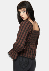 Ava Gingham Long Sleeved Blouse